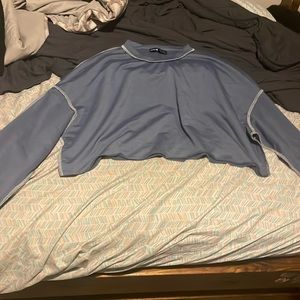 SHEIN blue with white seaming crop sweater